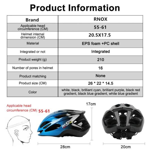 RNOX Neuer ultraleichter Fahrradhelm, Sicherheitskappe, Fahrradhelm für Damen und Herren, Rennrad, Ausrüstung, Rennrad, MTB, Erwachsene, Fahrradhelme - Image 3