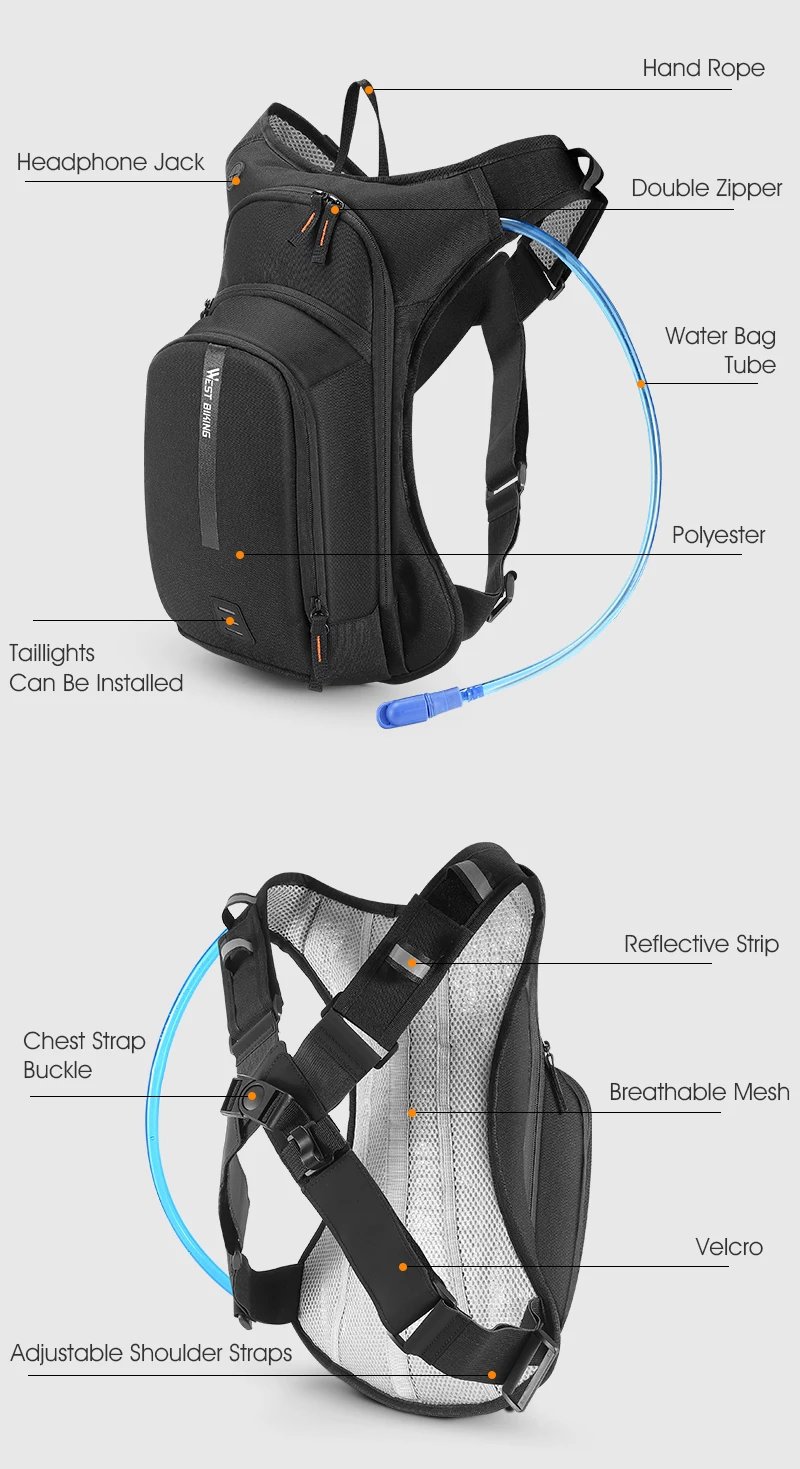 WEST RADFAHREN Ultraleicht Fahrrad Tasche 10L Sport Trink Rucksack Ergonomie MTB Rennrad Radfahren Wasser Tasche Im Freien Klettern Tasche