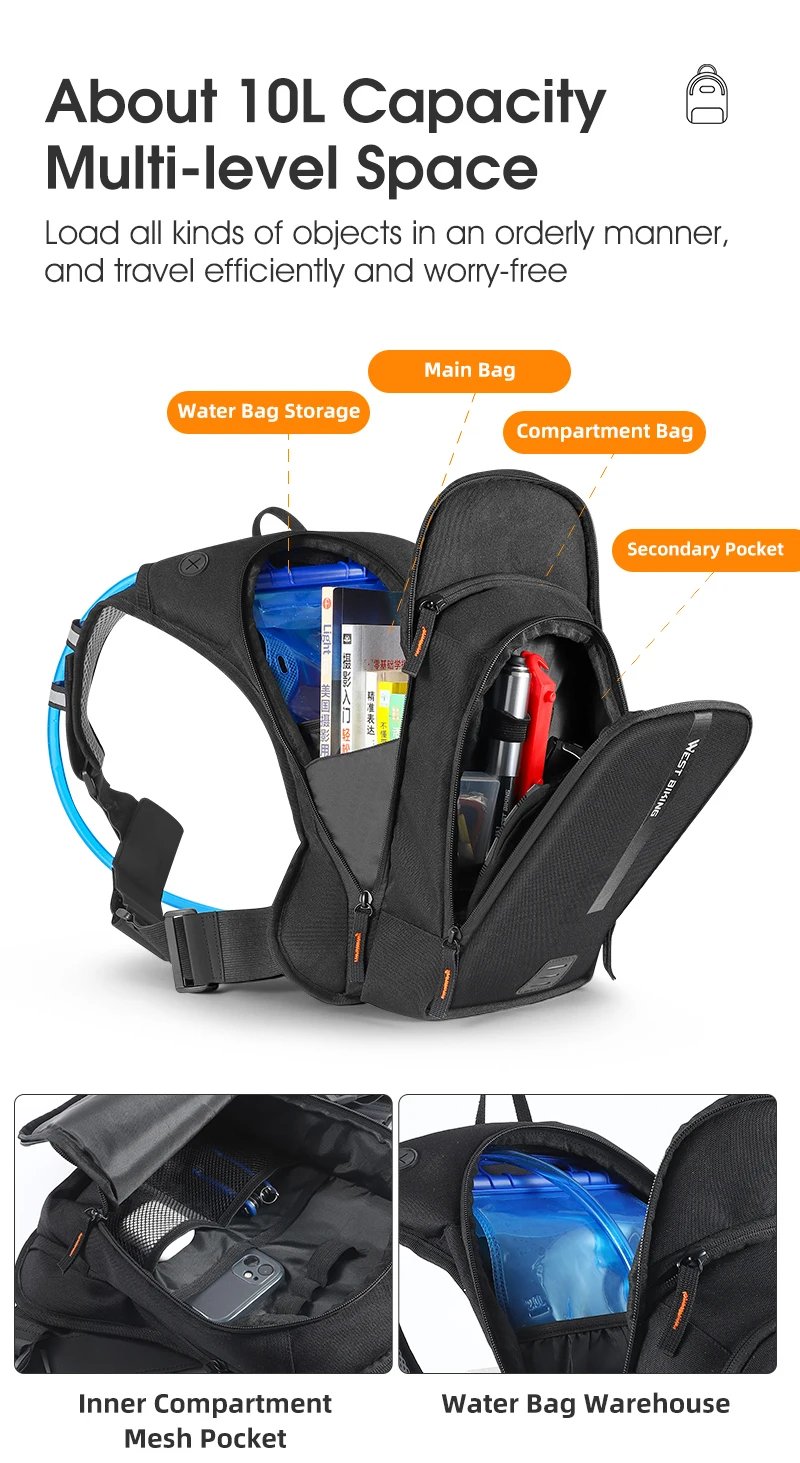 WEST RADFAHREN Ultraleicht Fahrrad Tasche 10L Sport Trink Rucksack Ergonomie MTB Rennrad Radfahren Wasser Tasche Im Freien Klettern Tasche