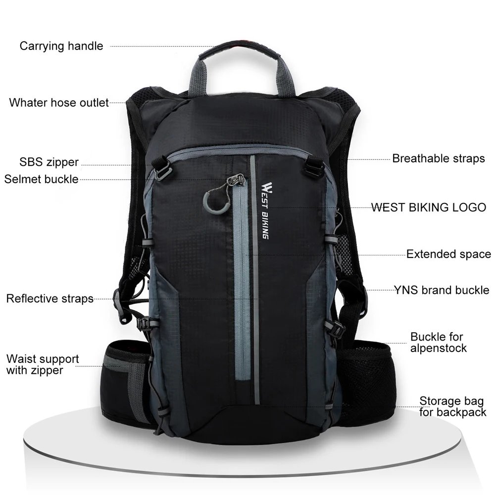 Wasserdichte Fahrradtasche, Fahrradrucksack, atmungsaktiv, 10 l, ultraleicht, Fahrrad-Wasserbeutel, Klettern, Radfahren, Trinkrucksack