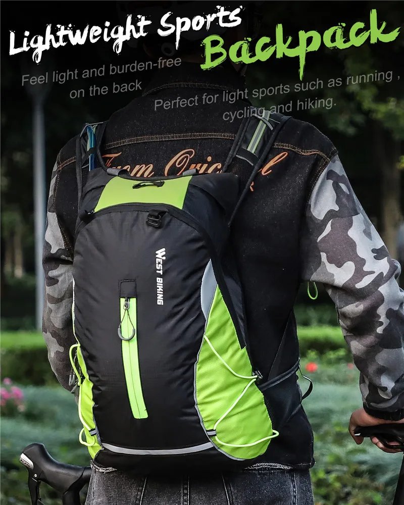 WEST BIKING 16L Fahrradrucksack, tragbar, atmungsaktiv, ultraleicht, Fahrradtasche, Outdoor, Sport, Klettern, Reisen, Wandern, Trinkbeutel