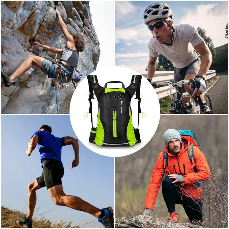 WEST BIKING 16L Fahrradrucksack, tragbar, atmungsaktiv, ultraleicht, Fahrradtasche, Outdoor, Sport, Klettern, Reisen, Wandern, Trinkbeutel