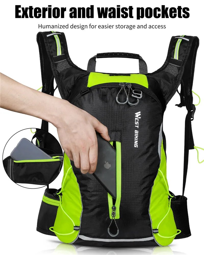 WEST BIKING 16L Fahrradrucksack, tragbar, atmungsaktiv, ultraleicht, Fahrradtasche, Outdoor, Sport, Klettern, Reisen, Wandern, Trinkbeutel