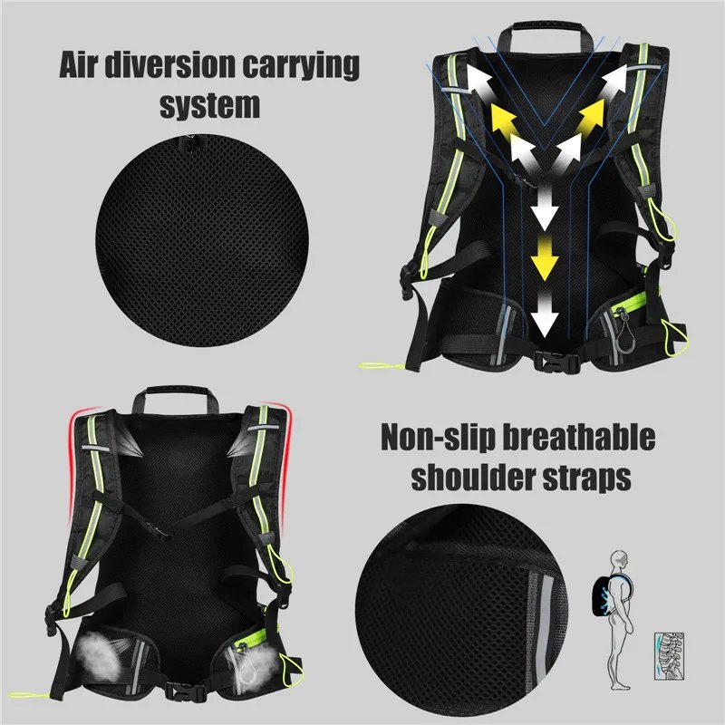 WEST BIKING 16L Fahrradrucksack, tragbar, atmungsaktiv, ultraleicht, Fahrradtasche, Outdoor, Sport, Klettern, Reisen, Wandern, Trinkbeutel